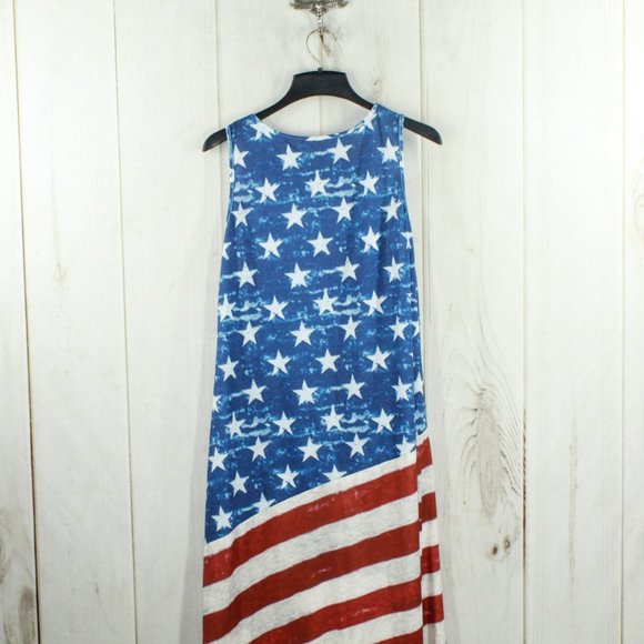 American Flag Lightweight Sleeveless Long Casual Everyday Dress Size L/XL - Picture 4 of 7